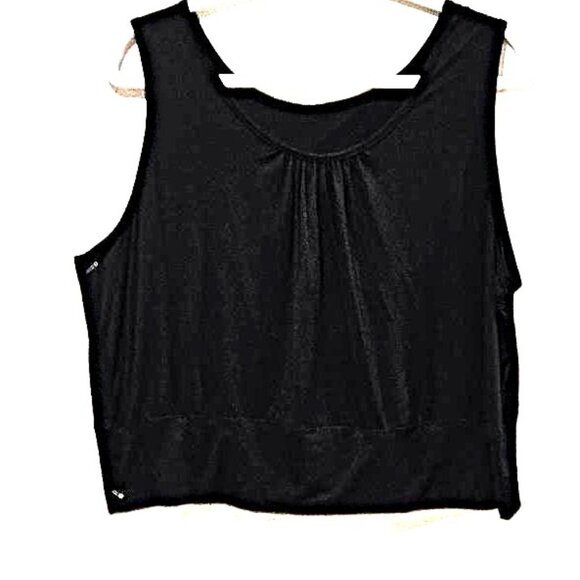 Tops - CROPPED BLACK TANK RUCHED NECKLINE BANDED HEM TOP XL